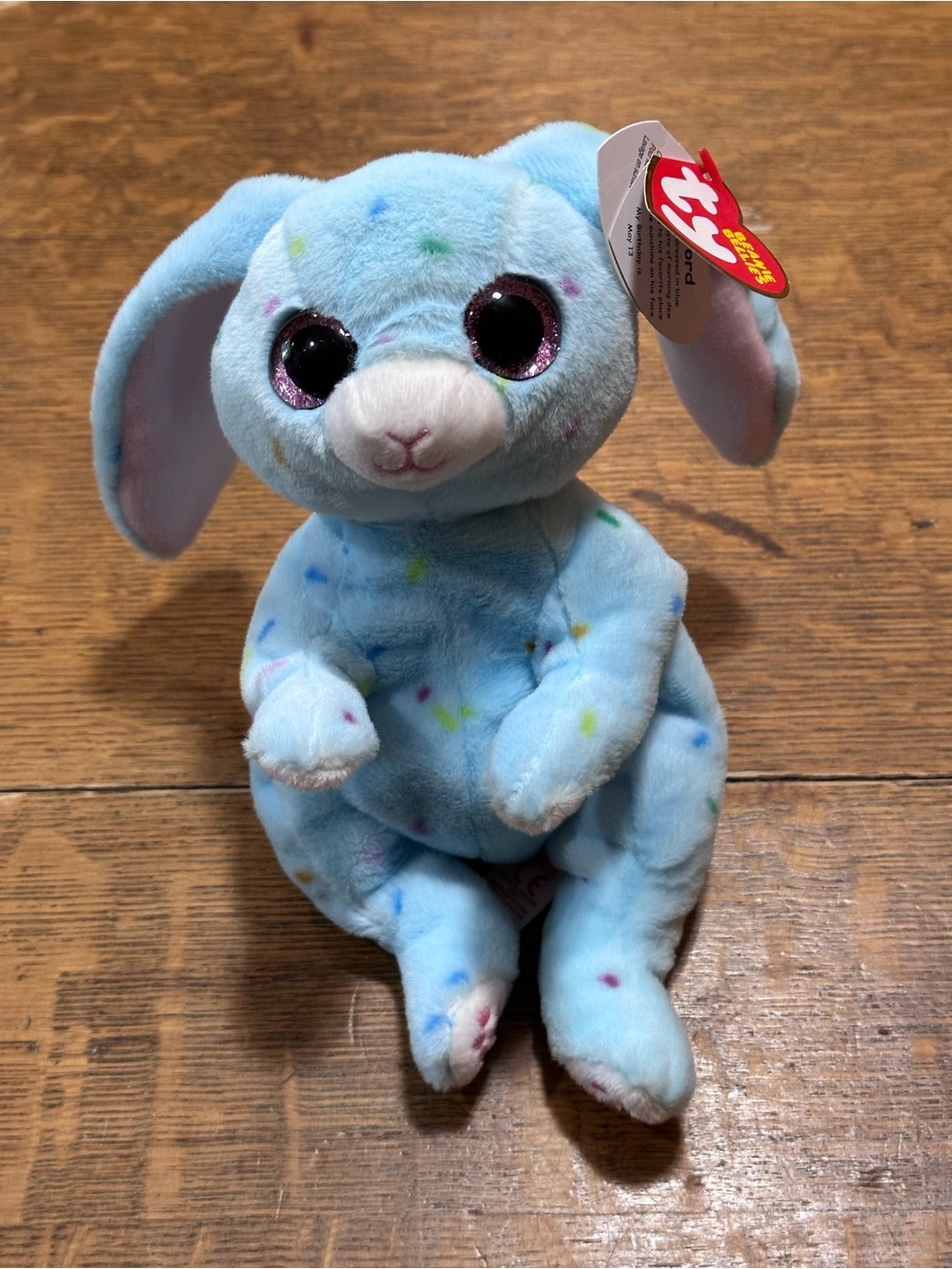 Beenie Bellies Bluford Blue Plush Bunny with Multicolor Speckles